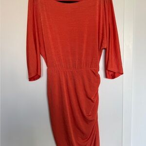 Donna Morgan Vibrant Orange Long Sleeve Cocktail Dress